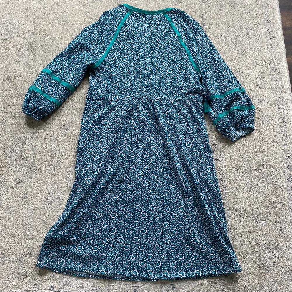 Boden Heidi Jersey Dress Green Floral 12 Boho Casual Midi Balloon Sleeve Lace - Picture 12 of 16